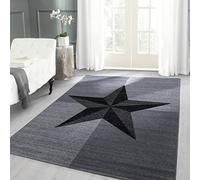 Carpettex Moderne Tapis Salon Tapis Chambre Gris-2 140 x 200 cm - Tapis à Poils Courts, a Poil Ras, Conception d'étoile Doux et Moelleux - Tapis Cuisine Moquette Salle de Sejour