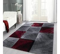 Carpettex Moderne Tapis Salon Tapis Chambre Rouge-1 160x230 cm - Tapis à Poils Courts, a Poil Ras, Conception de carrés Doux et Moelleux - Tapis Cuisine Moquette Salle de Sejour