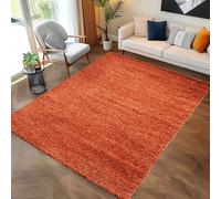 Carpettex Shaggy Tapis Salon Shaggy Tapis Salon Hauteur Poils 3 cm Uni Terre Cuite 200 x 290 cm