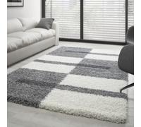 Tapis Salon Shaggy - Hugo - Gris Clair - 120 x 170 cm - 100% Polypropylène - CARPETTEX