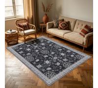 Carpettex Tapis 120x170 cm Noir Vintage Oriental Lavable Antidérapant