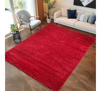 Carpettex Tapis 120x170 cm Rouge Shaggy Poils Longs Doux Uni