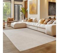 Carpettex Tapis 160x230 cm Crème Uni Bouclé Boucles Style Scandinave Moderne Doux Résistant Facile à Nettoyer pour Salon Coin Canapé Salle à Manger Chambre