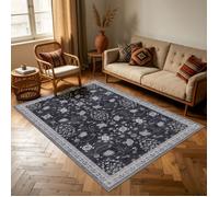 Carpettex Tapis 160x230 cm Noir Vintage Oriental Lavable Antidérapant