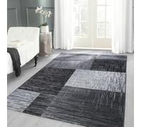 Carpettex Tapis 200x290 cm Noir Carreaux Abstraits Poils Courts Doux