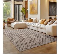 Carpettex Tapis 280x370 cm Beige Design à Carreaux Scandinave Doux Résistant Facile à Nettoyer Tapis Salon Chambre.