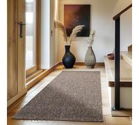 Carpettex Tapis 80x150 cm Marron Poils Courts Bouclettes Uni