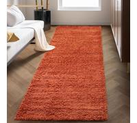 Carpettex Tapis 80x250 cm Terracotta Shaggy Poils Longs Doux Uni