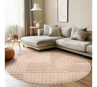 Carpettex Tapis à poils courts, profond, 120 cm, rond, rose, look scandinave, effet 3D, motif bohème, lavable et moelleux, pour salon, chambre à coucher, salle à manger et cuisine