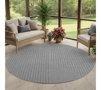 Carpettex Tapis à Poils Courts Rond 200 cm Gris, Effet 3D Relief, Tapis Boho Scandinave pour Salon et Salle à Manger, Balcon Terrasse Extérieur résistant aux intempéries terrasse