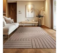 Carpettex Tapis bohème scandinave - Uni - Beige - 140 x 200 cm - Tapis décoratif, doux et facile d'entretien, lavable, effet 3D, pour salon et chambre à coucher