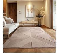 Carpettex Tapis boho avec design géométrique, Beige 160x230 cm, Tapis lavable avec effet 3D pour salon et chambre à coucher