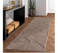 Carpettex Tapis Boho avec Design géométrique, Beige 80x150 cm, Tapis décoratif Doux et Facile d'entretien, Tapis Lavable avec Effet 3D pour Salon et Chambre à Coucher