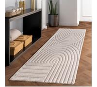 Carpettex Tapis boho scandinave Crème uni 80x150 cm, Tapis déco, Lavable, Effet 3D, Tapis pour salon et chambre