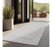 Carpettex Tapis Couloir 80x150 cm Argent Bordure Tissage Plat Résistant