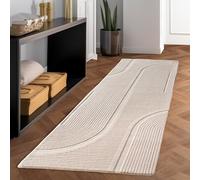Carpettex Tapis Couloir 80x150 cm Crème Scandi Boho Effet 3D Lavable