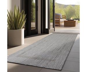 Carpettex Tapis Couloir 80x250 cm Gris Bordure Tissage Plat Résistant