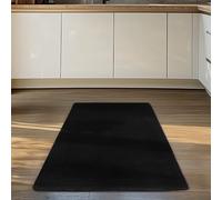 Carpettex Tapis Couloir Poils Courts 80x150 cm Noir Lavable Uni Doux