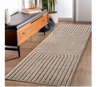 Carpettex Tapis Coureur 80x150 cm Beige à Poils Longs Design Scandi Boho Effet Relief DModerne pour Chambre, Couloir