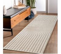 Carpettex Tapis Coureur 80x150 cm Crème à Poils Longs Design Scandi Boho Effet Relief DModerne pour Chambre, Couloir