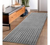 Carpettex Tapis Coureur 80x250 cm Gris à Poils Longs Design Scandi Boho Effet Relief Shaggy Doux Moelleux Robuste Facile à Nettoyer Moderne pour Chambre, Couloir