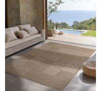 Carpettex Tapis d Extérieur Beige 120x170 cm, Résistant aux Intempéries et aux UV, Idéal pour la Cuisine, Le Balcon, la Terrasse, Le Salon et la Salle à Manger, Design Uni Style Bohème.