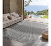 Carpettex Tapis d Extérieur Gris 160x230 cm, Résistant aux Intempéries et aux UV, Idéal pour la Cuisine, Le Balcon, la Terrasse, Le Salon et la Salle à Manger, Design à Carreaux Style bohème