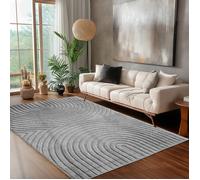 Carpettex Tapis de Salon 160x230 cm Gris à Poils Longs Design Scandi Boho Effet Relief DModerne pour Table Basse