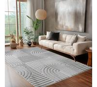 Carpettex Tapis de salon, à poils courts, profond, 120 x 170 cm, aspect scandinave, effet 3D, motif bohème, lavable et moelleux, pour chambre à coucher, salle à manger et cuisine