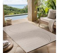 Carpettex Tapis d'extérieur Beige 240x340 cm, idéal pour la Cuisine, Le Balcon, la terrasse, Ainsi Que Le Salon et la Salle à Manger, Design bohème scandinave