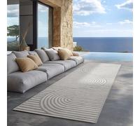 Carpettex Tapis d'extérieur Gris 80x250 cm, idéal pour la Cuisine, Le Balcon, la terrasse, Ainsi Que Le Salon et la Salle à Manger, Design bohème scandinave