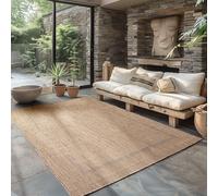 Carpettex Tapis d'extérieur résistant aux intempéries 140 x 200 cm Aspect sisal Beige - Idéal pour balcon, jardin, terrasse et comme tapis de cuisine - Tapis d'extérieur lavable, tissé à plat