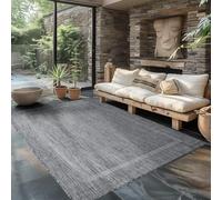 Carpettex Tapis d'extérieur résistant aux intempéries 140 x 200 cm Aspect sisal Gris - Idéal pour balcon, jardin, terrasse et comme tapis de cuisine - Tapis d'extérieur lavable, tissé à plat