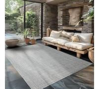 Carpettex Tapis d'extérieur résistant aux intempéries, 160 x 230 cm, aspect sisal, argenté, idéal pour balcon, jardin, terrasse et comme tapis de cuisine, lavable, tissé à plat, imperméable, facile