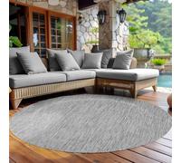 Carpettex Tapis d'extérieur résistant aux intempéries, rond, aspect sisal, argenté, idéal pour balcon, jardin, terrasse et comme tapis de cuisine, lavable, tissé plat, imperméable, facile d'entretien
