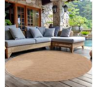 Carpettex Tapis d'extérieur résistant aux intempéries, rond, aspect sisal, beige, 200 cm, idéal pour balcon, jardin, terrasse et comme tapis de cuisine, lavable, tissé plat, imperméable, facile