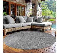 Carpettex Tapis d'extérieur résistant aux intempéries, rond, aspect sisal, gris, 200 cm, idéal pour balcon, jardin, terrasse et comme tapis de cuisine, lavable, tissé plat, imperméable, facile