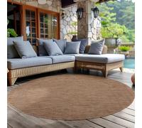 Carpettex Tapis d'extérieur résistant aux intempéries, rond, aspect sisal, marron, idéal pour balcon, jardin, terrasse et comme tapis de cuisine, lavable, tissé plat, imperméable, facile d'entretien