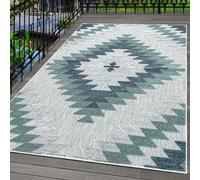 Carpettex Tapis d'intérieur et d'extérieur résistant aux intempéries, Design géométrique, Tapis pour Cuisine, Balcon, terrasse, Jardin et également pour Le Salon, Couleur: Bleu, Taille: 140 x 200 cm