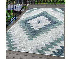 Carpettex Tapis d'intérieur et d'extérieur résistant aux intempéries, Design géométrique, Tapis pour Cuisine, Balcon, terrasse, Jardin et également pour Le Salon, Couleur: Bleu, Taille: 140 x 200 cm
