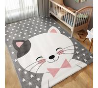 Carpettex Tapis Enfant Rond 160 cm Rose Chat Lavable Doux