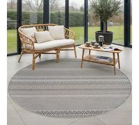 Carpettex Tapis Extérieur Rond 200 cm Gris, Tapis pour Jardin Terrasse Salon Salle à Manger Intérieur Extérieur, Design Skandi Boho