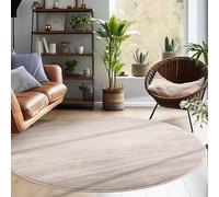 Carpettex Tapis Moelleux Moderne à Poil Court, uni, avec Une Face inférieure Lavable et Doux, Couleur: Beige, Taille: 160 cm Rond
