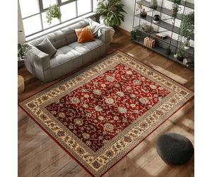 Carpettex Tapis Oriental 80x150 cm Rouge Poils Courts Vintage Classique