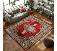 Carpettex Tapis oriental à poils courts - Aspect classique - Rouge - 120 x 170 cm - Tapis de salon, chambre à coucher vintage - Lavable