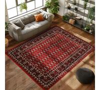 Carpettex Tapis oriental à poils courts - Aspect classique - Rouge - 120 x 170 cm - Tapis de salon, chambre à coucher vintage doux, lavable, tapis de cuisine, chambre à coucher