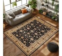 Carpettex Tapis oriental court-poil - Aspect classique - Noir - 160 x 230 cm - Vintage Tapis salon, salle à manger, cuisine, lavable