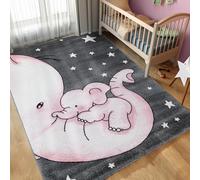 Carpettex Tapis pour Enfants avec Design d'éléphant pour la Chambre de bébé des Filles, Tapis pour Chambre d'enfant, Facile d'entretien, Couleur: Rose, Taille: 80 x 150 cm