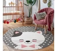 Carpettex Tapis pour Filles avec Design de Chat pour Chambre de bébé, Tapis pour Chambre d'enfant, Facile à Entretenir, Couleur: Rose, Taille: 120 cm Rond