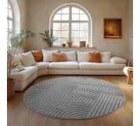 Carpettex Tapis Rond 120 cm Gris Design Bohème Bou oucles Style Scandinave Moderne Doux Résistant Facile à Nettoyer pour Salon Salle à Manger Chambre